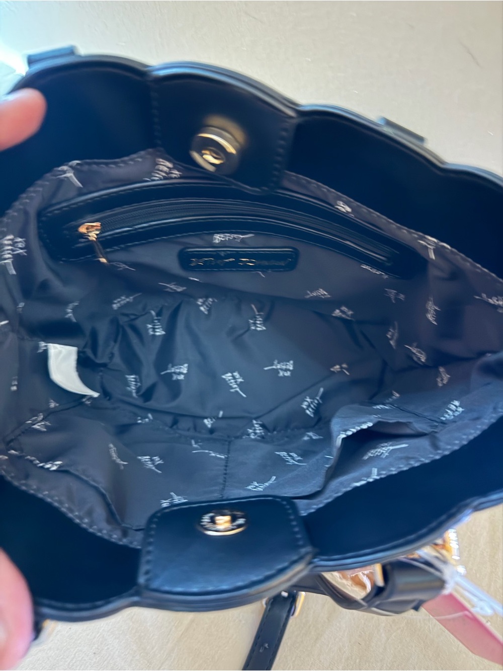 Betsey Johnson Black Floral Tote with Multicolor Blooms and Charm - Picture 7 of 7